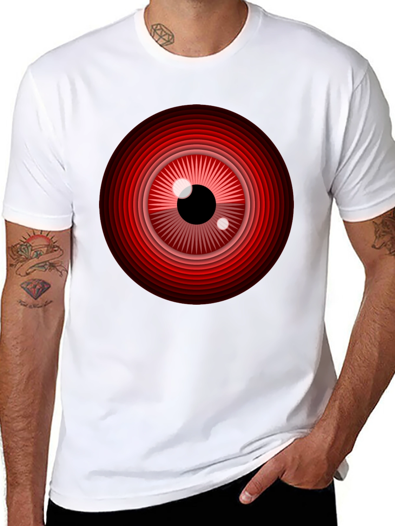 Red Eye Graphic Print Black T-Shirt