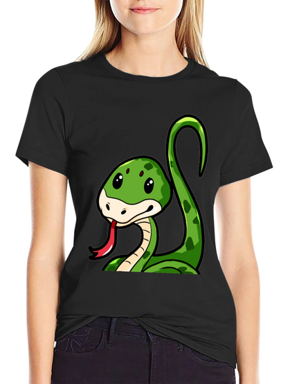 Cute Cartoon Snake Graphic T-Shirt