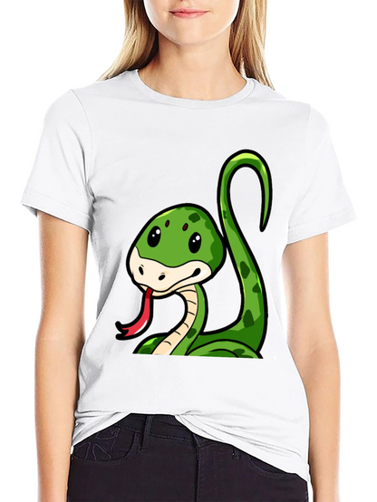 Cute Cartoon Snake Graphic T-Shirt