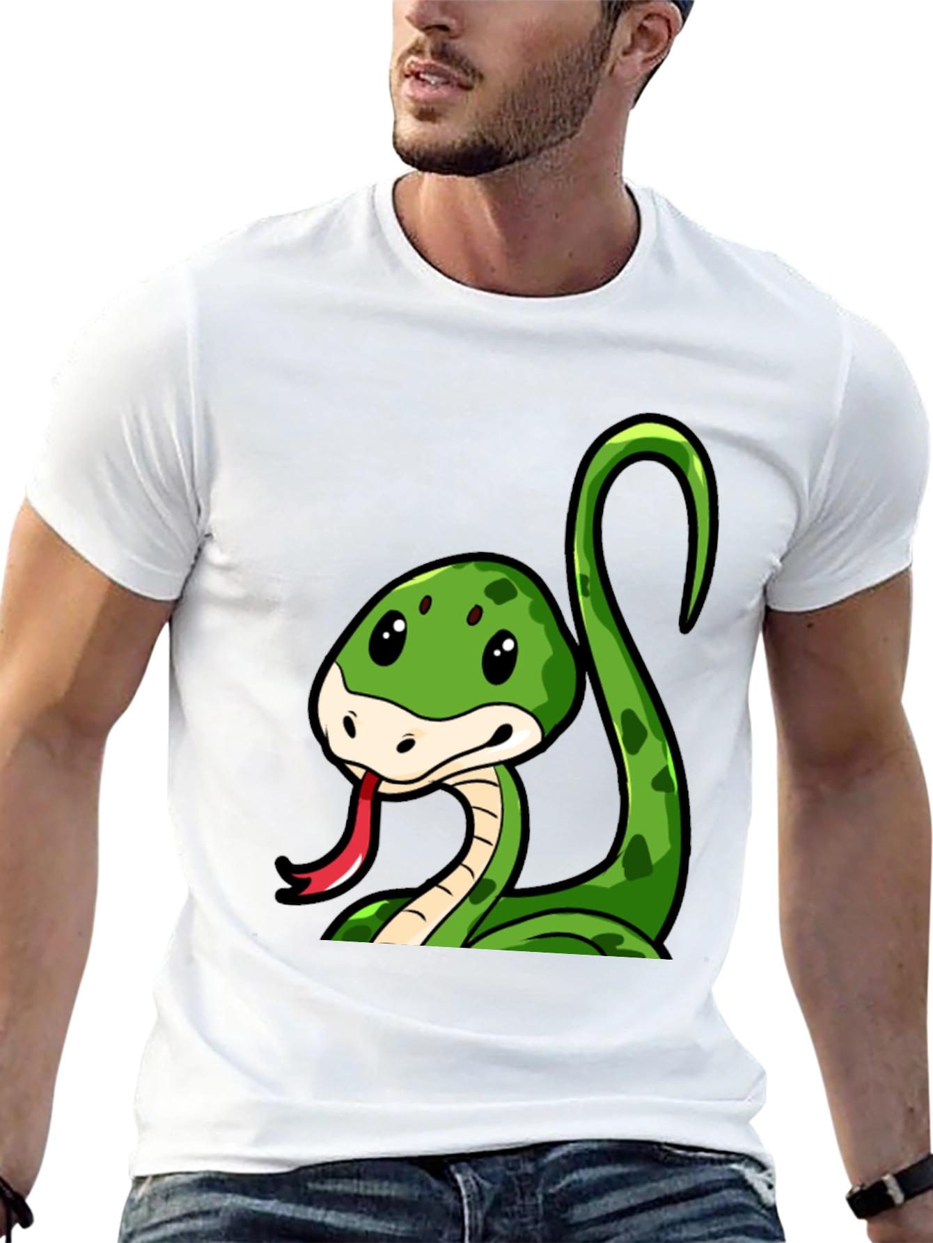 Cute Cartoon Snake Graphic T-Shirt