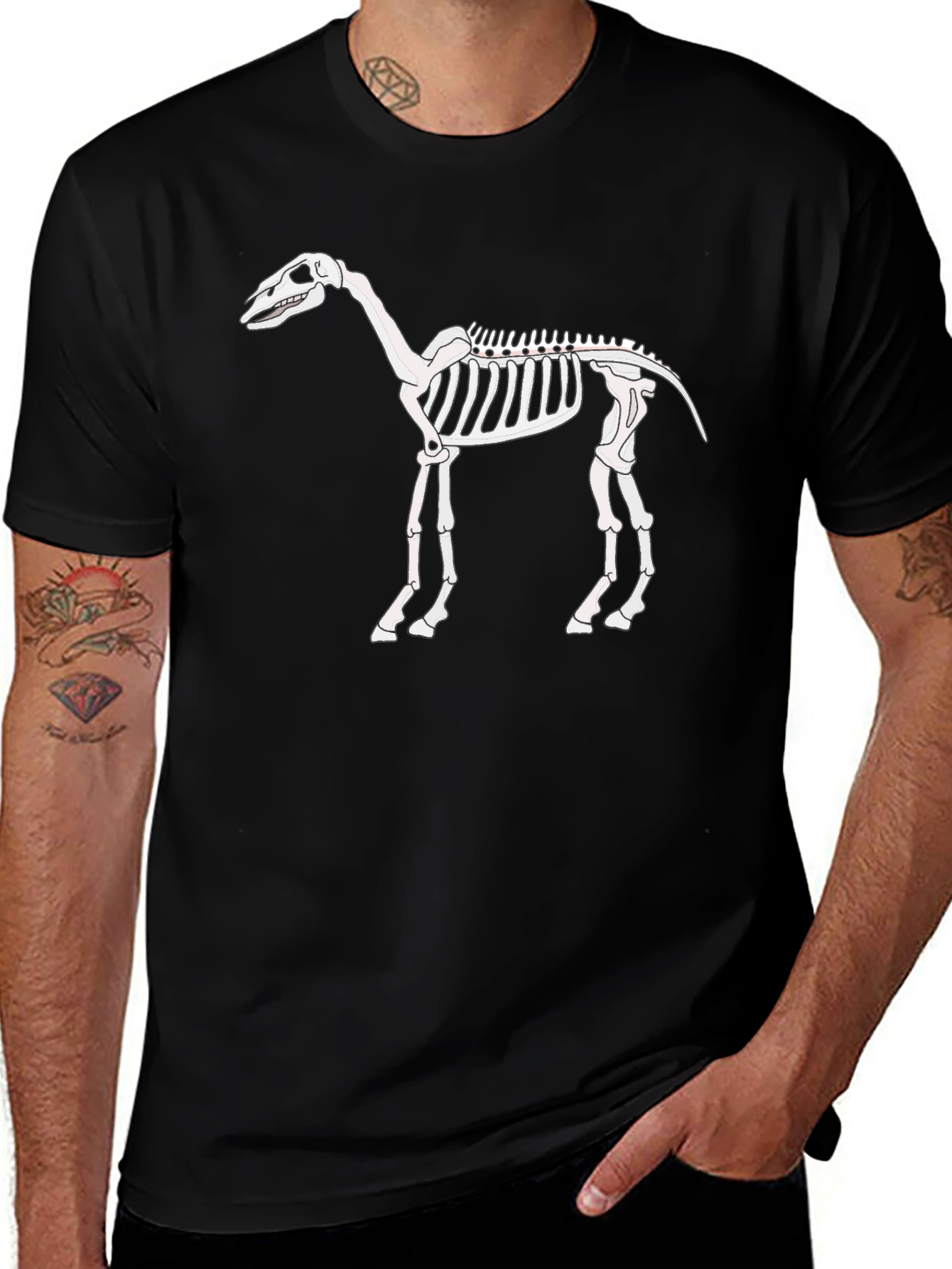 Skeleton Horse Graphic Tee - Black