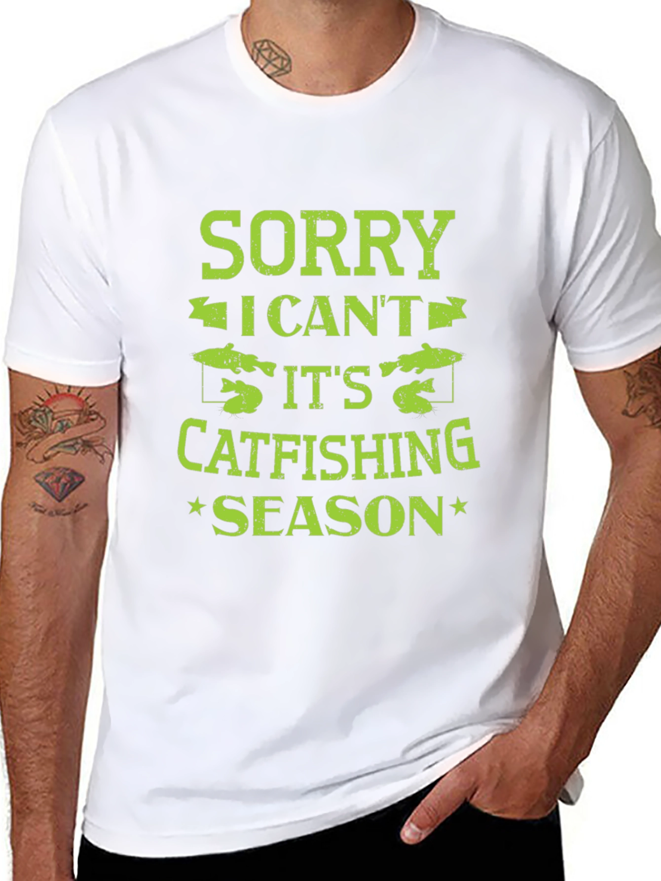 Sorry I Cant Catfishing Season Black T-Shirt