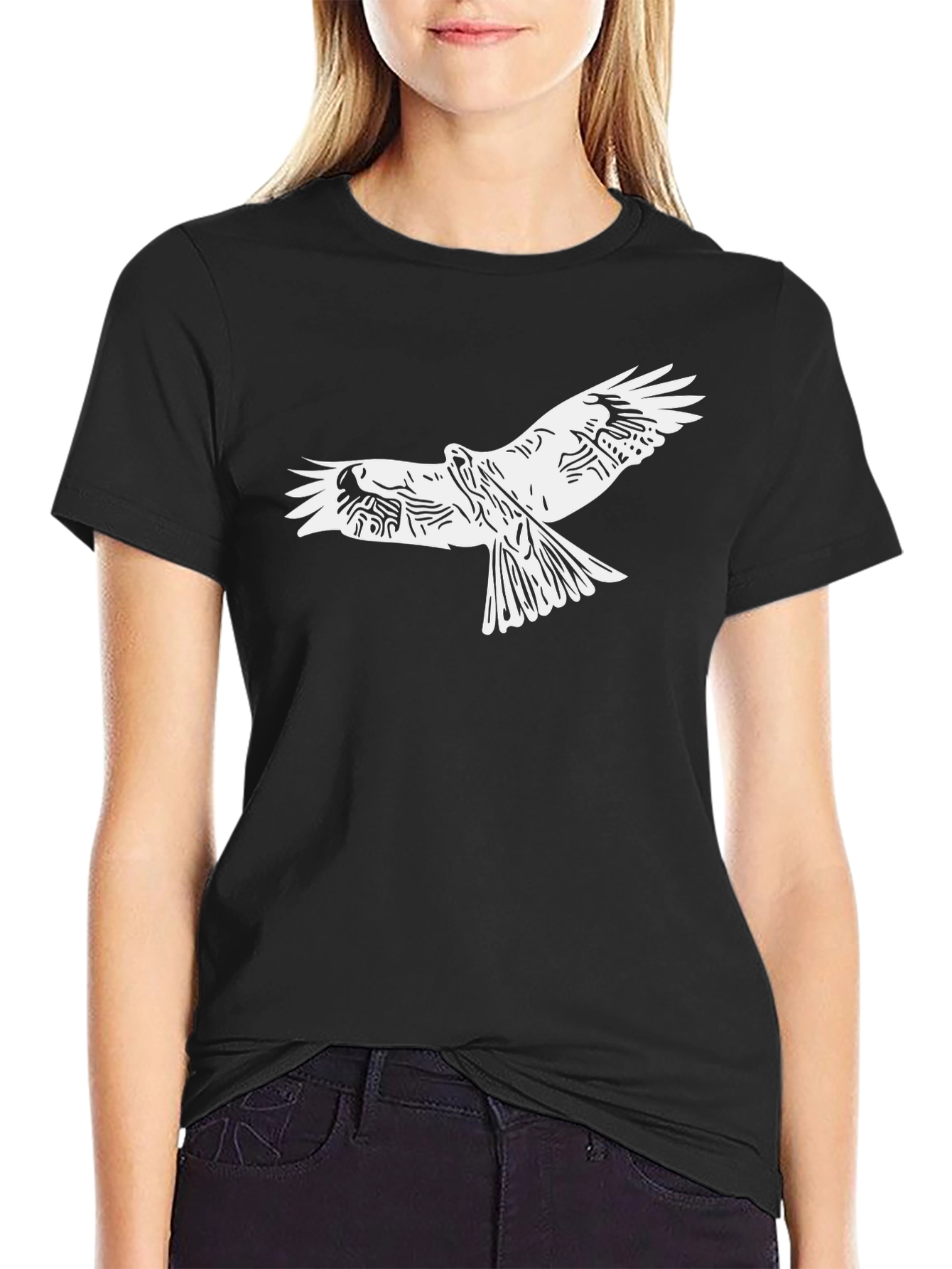 Mens Black Eagle Graphic Tee - Stylish Bird Design