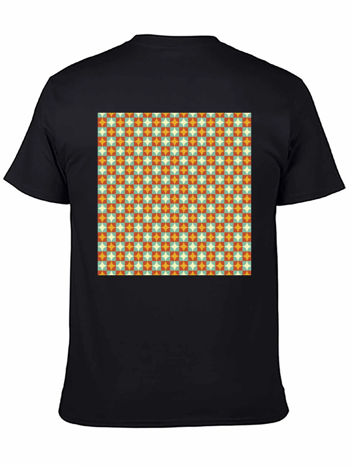 Retro Pattern Black T-Shirt