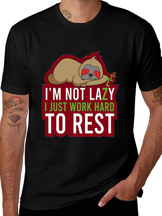 Lazy Sloth Graphic T-Shirt - Hard Work to Rest