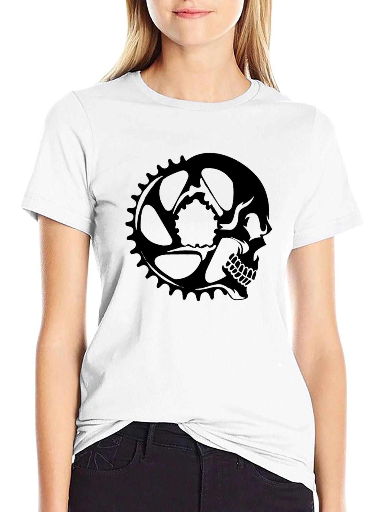 Skull Bicycle Gear Black T-Shirt