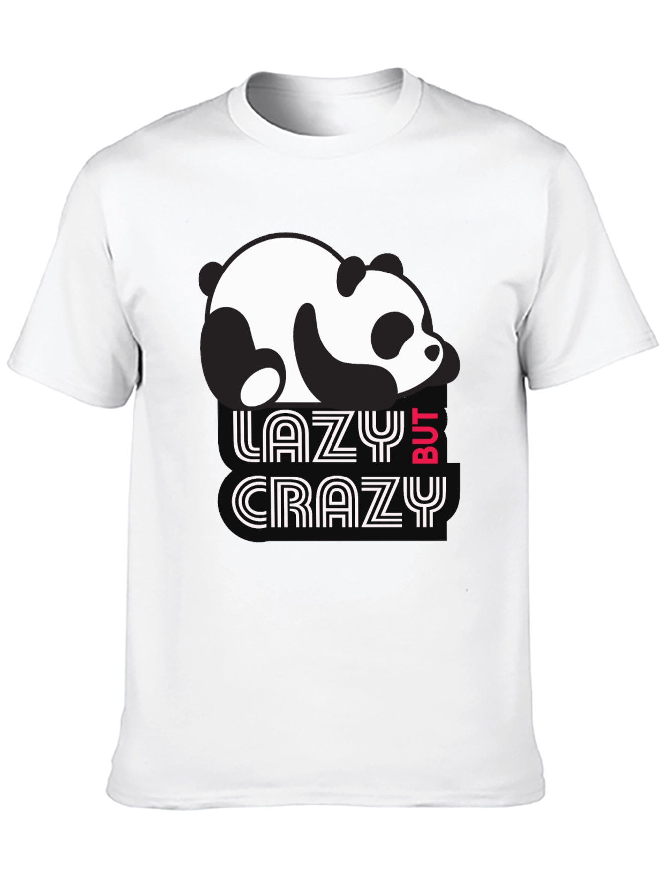 Lazy But Crazy Panda T-Shirt - Black Cotton Tee