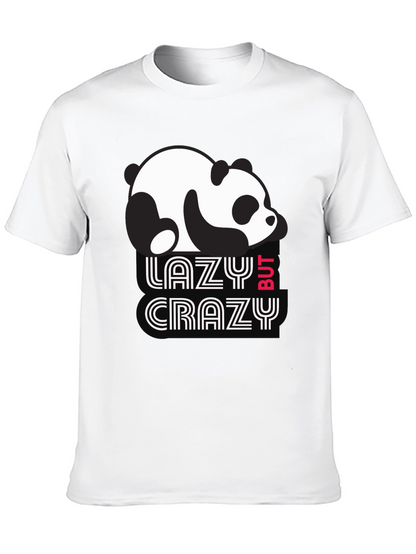 Lazy But Crazy Panda T-Shirt - Black Cotton Tee