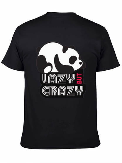 Lazy But Crazy Panda T-Shirt - Black Cotton Tee