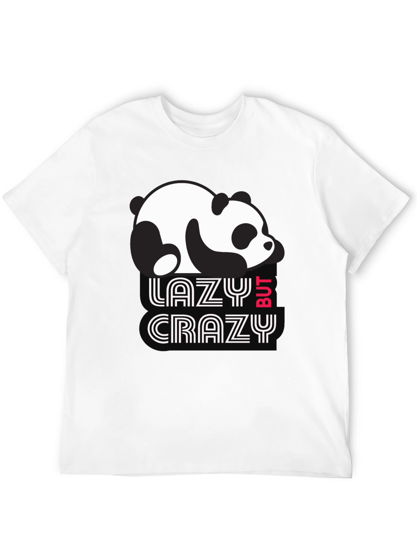 Lazy But Crazy Panda T-Shirt - Black Cotton Tee
