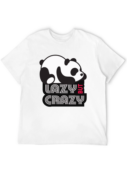 Lazy But Crazy Panda T-Shirt - Black Cotton Tee