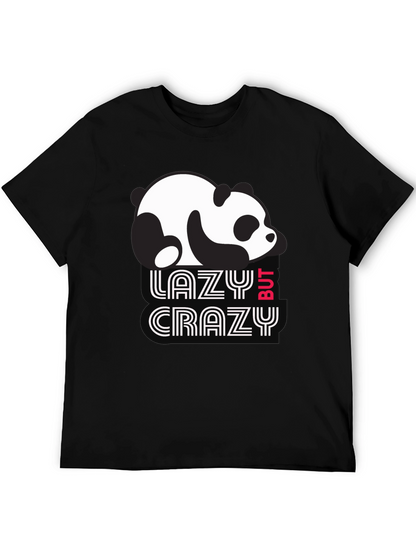 Lazy But Crazy Panda T-Shirt - Black Cotton Tee