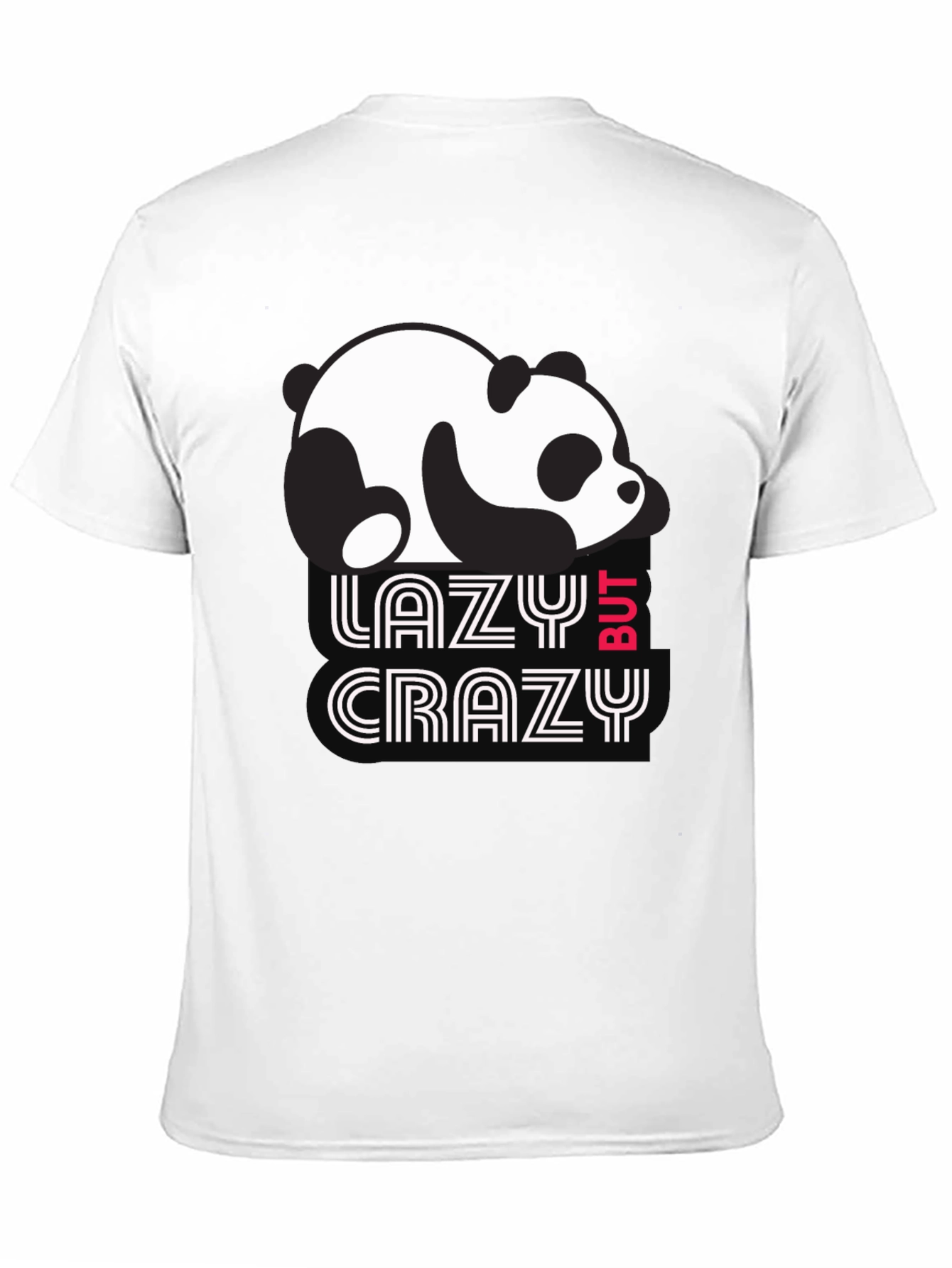 Lazy But Crazy Panda T-Shirt - Black Cotton Tee