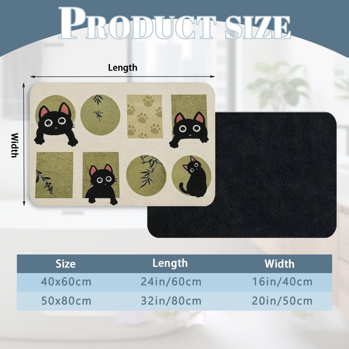 Chinese Style Black Cat Bamboo£üCute Black Cat With Bamboo Chinese Art Diatomite Mat, Non?Slip Quick?Dry Bathroom Decor Rug