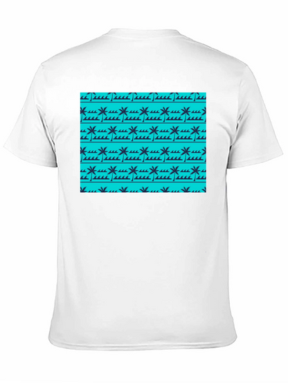 Tropical Palm Wave Pattern Black Tee