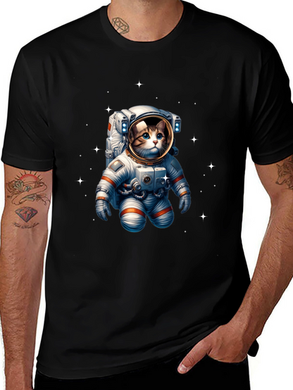 Astronaut Cat Graphic Tee - Space Kitty T-Shirt
