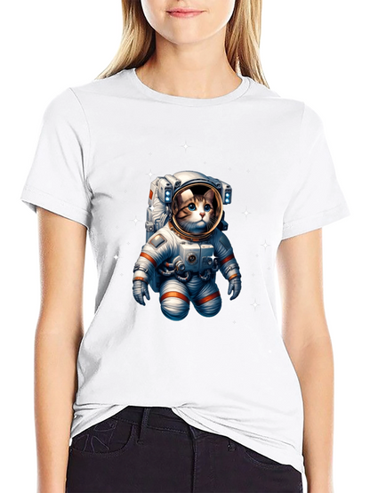 Astronaut Cat Graphic Tee - Space Kitty T-Shirt