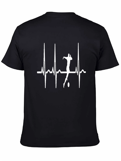 Rugby Heartbeat T-Shirt - Black Cotton Tee