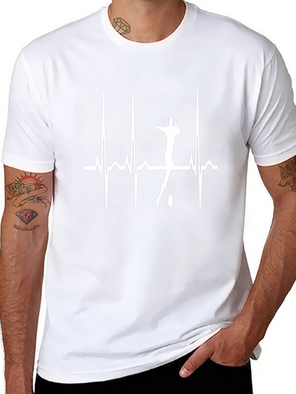 Rugby Heartbeat T-Shirt - Black Cotton Tee