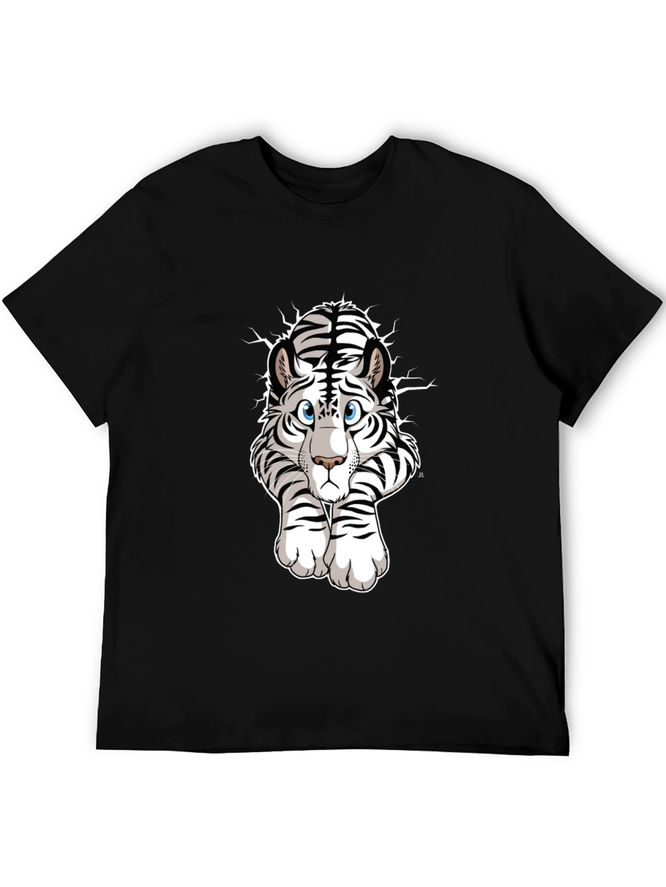 White Tiger Graphic Tee - Mens Black T-Shirt