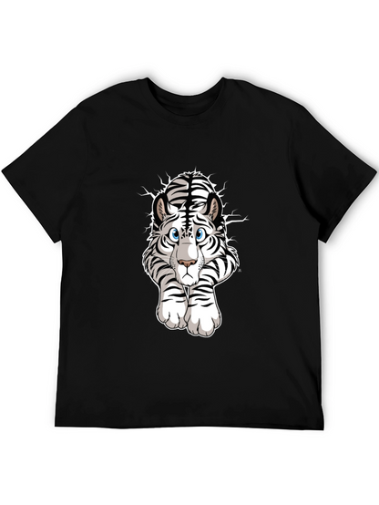 White Tiger Graphic Tee - Mens Black T-Shirt
