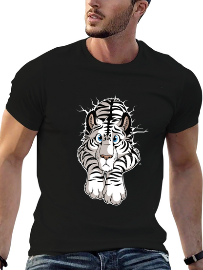 White Tiger Graphic Tee - Mens Black T-Shirt