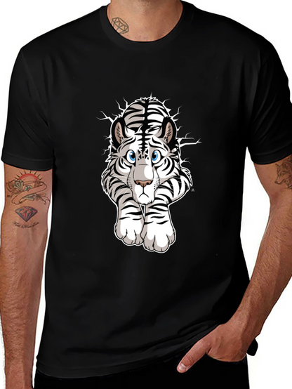 White Tiger Graphic Tee - Mens Black T-Shirt