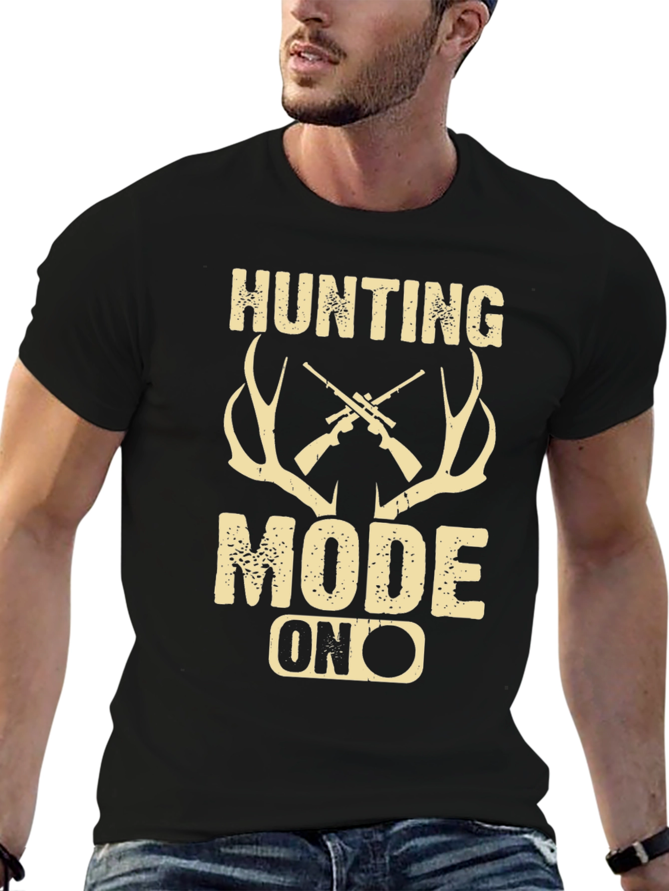 Hunting Mode On Graphic Tee - Black Casual Shirt
