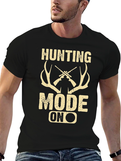 Hunting Mode On Graphic Tee - Black Casual Shirt