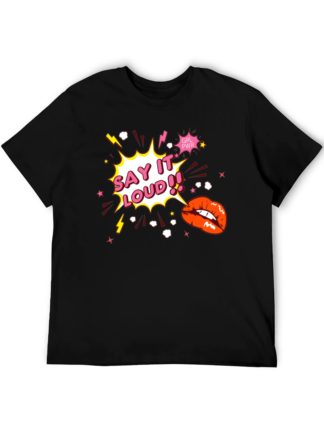 Say It Loud! Graphic Print Black T-Shirt