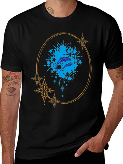 Dolphin Splash Graphic Black T-Shirt