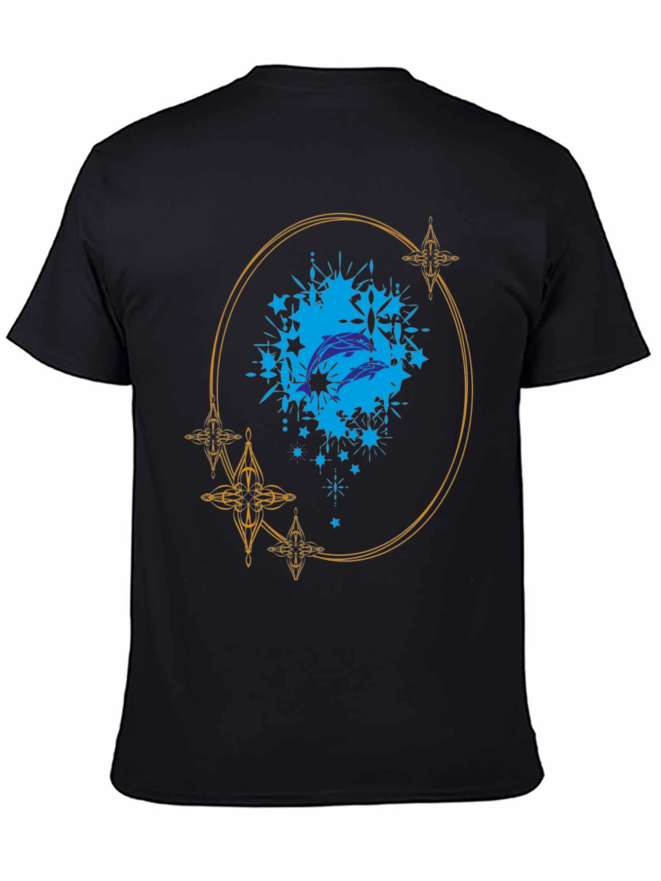 Dolphin Splash Graphic Black T-Shirt