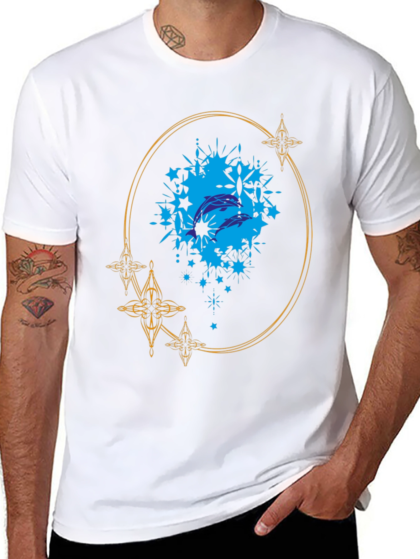 Dolphin Splash Graphic Black T-Shirt