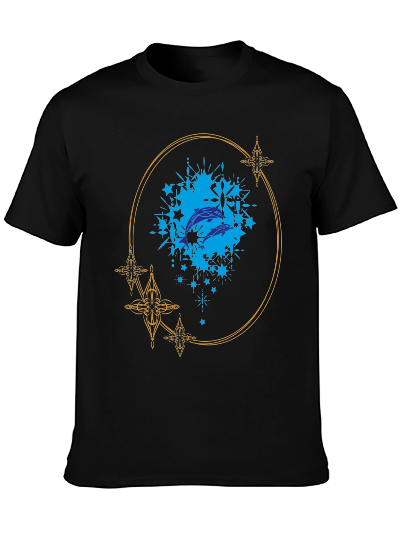 Dolphin Splash Graphic Black T-Shirt
