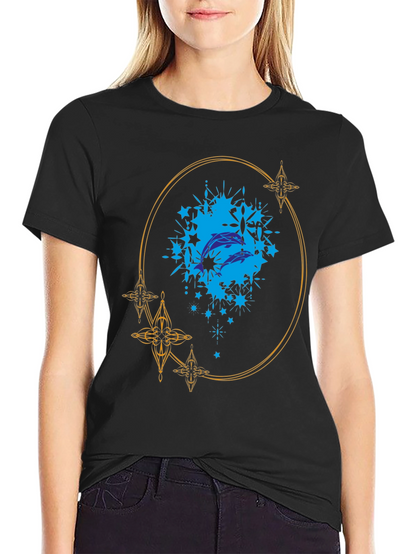 Dolphin Splash Graphic Black T-Shirt