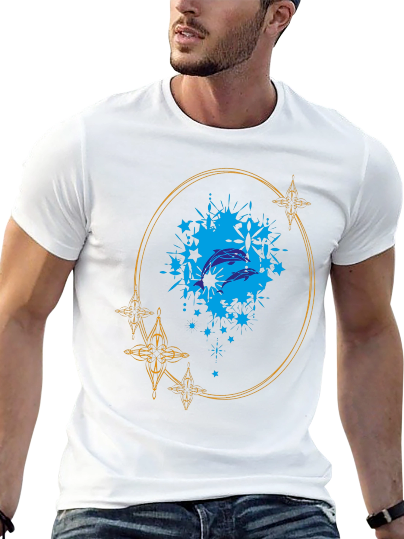 Dolphin Splash Graphic Black T-Shirt
