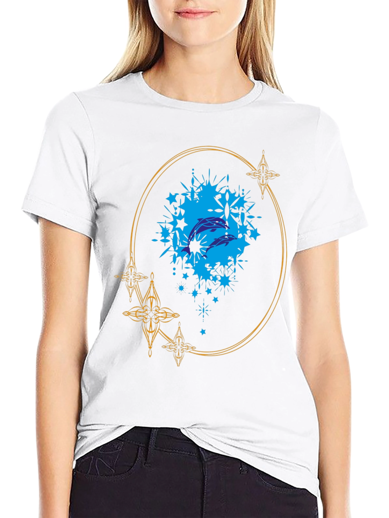 Dolphin Splash Graphic Black T-Shirt