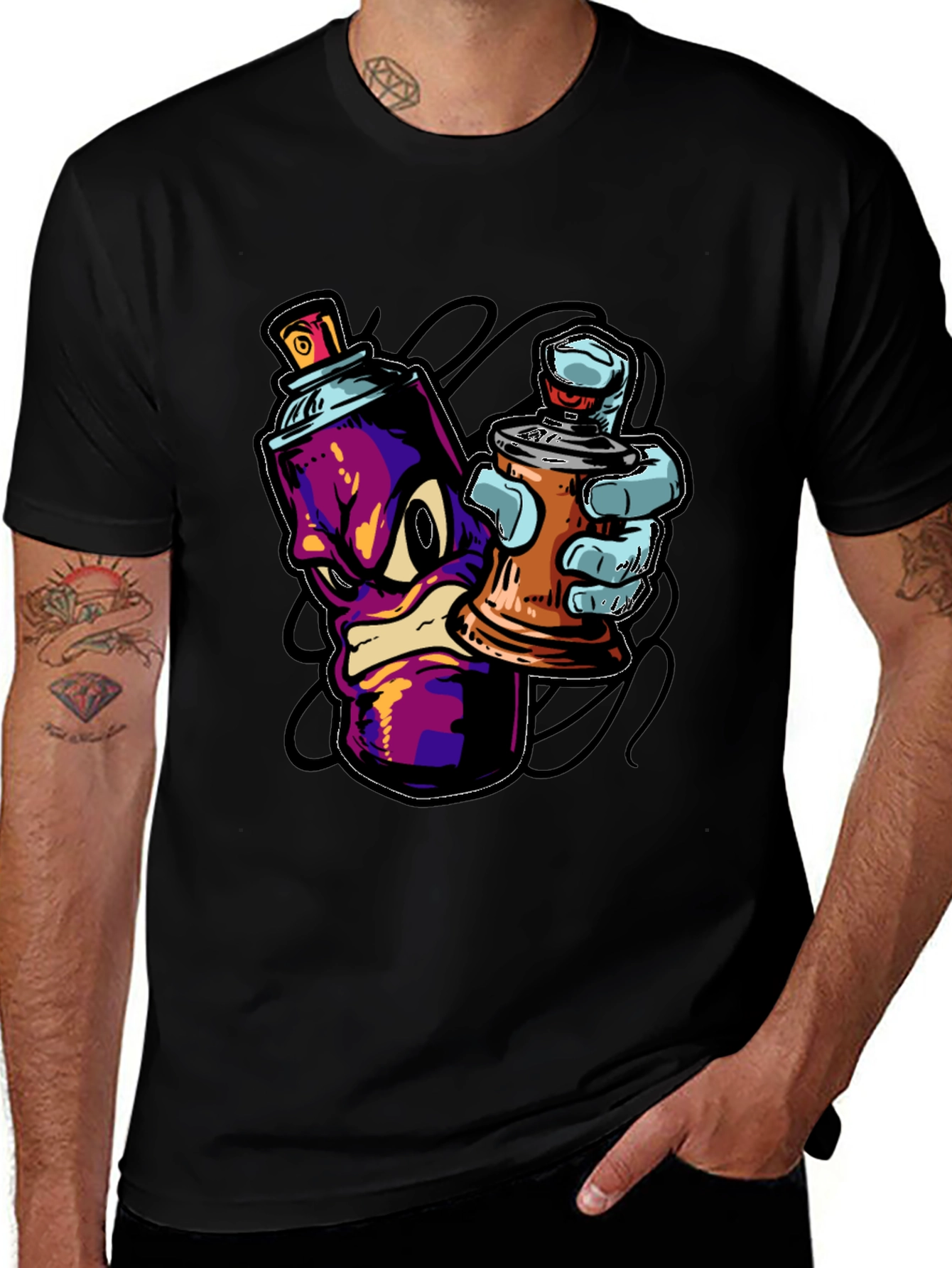 Cool Graffiti Art Spray Paint Cartoon T-Shirt