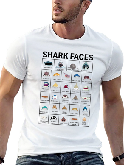 Shark Faces Graphic T-Shirt - Unique Shark Species Design