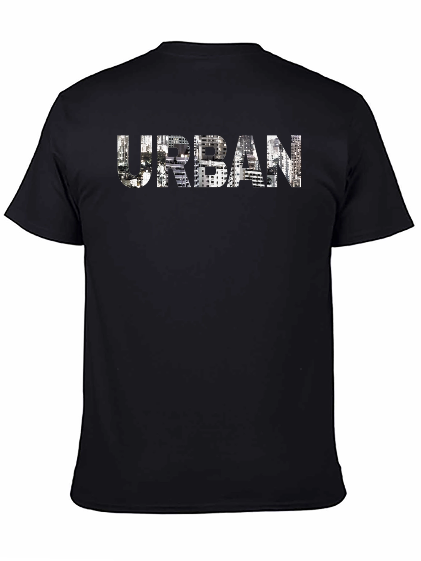 Urban Cityscape Graphic Print Black T-Shirt