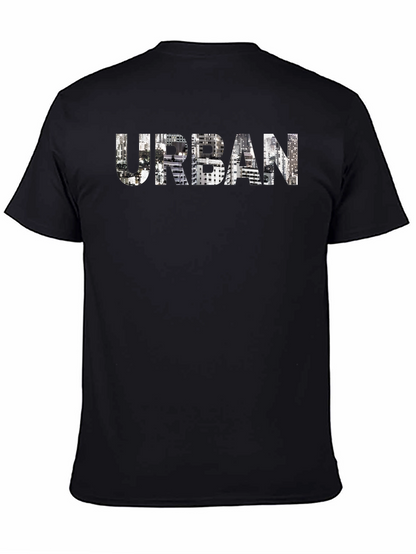 Urban Cityscape Graphic Print Black T-Shirt