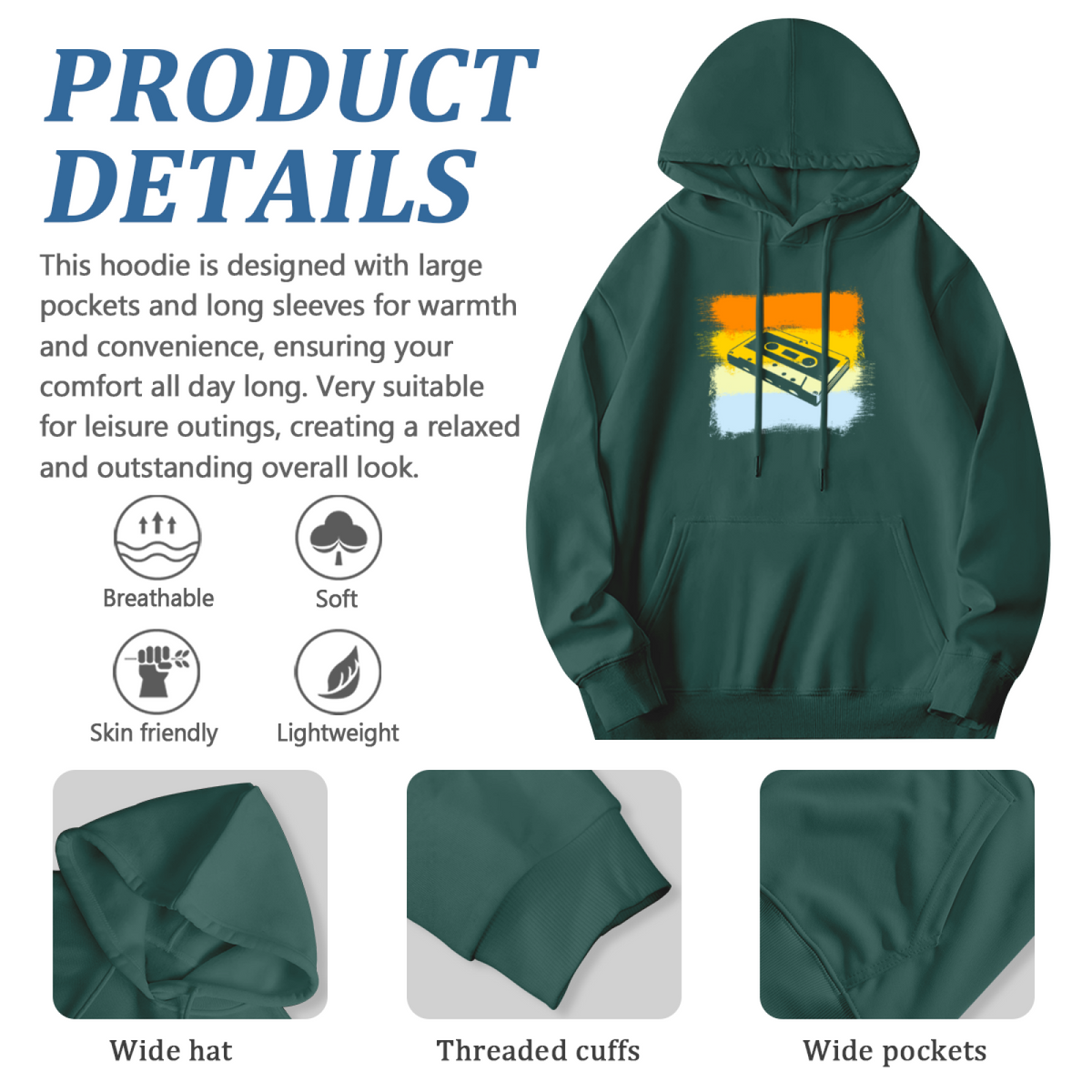 Cool Graphic Hoodie - Green Hoodie Showing