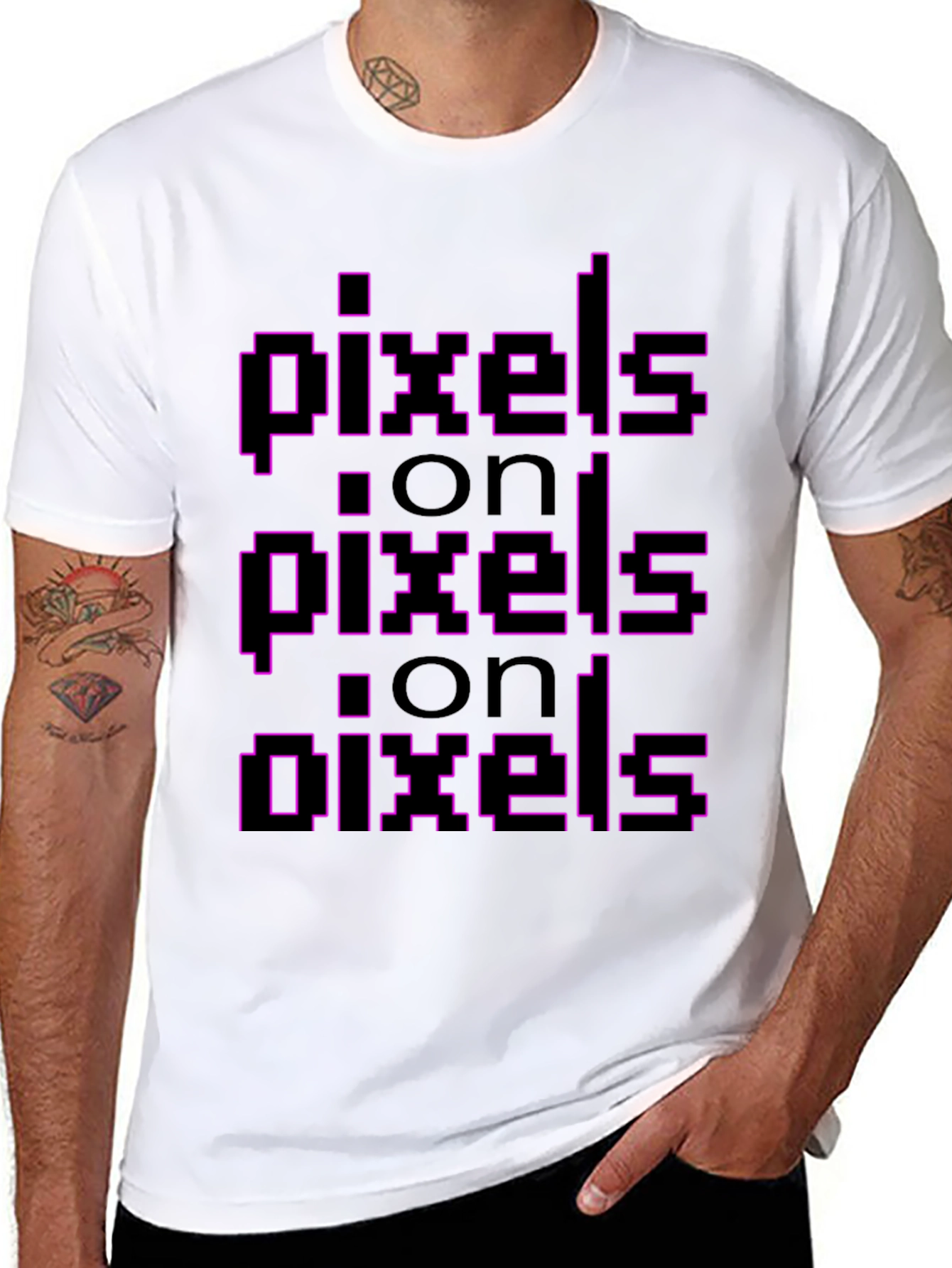 Pixel On Pixel Graphic Tee - Black
