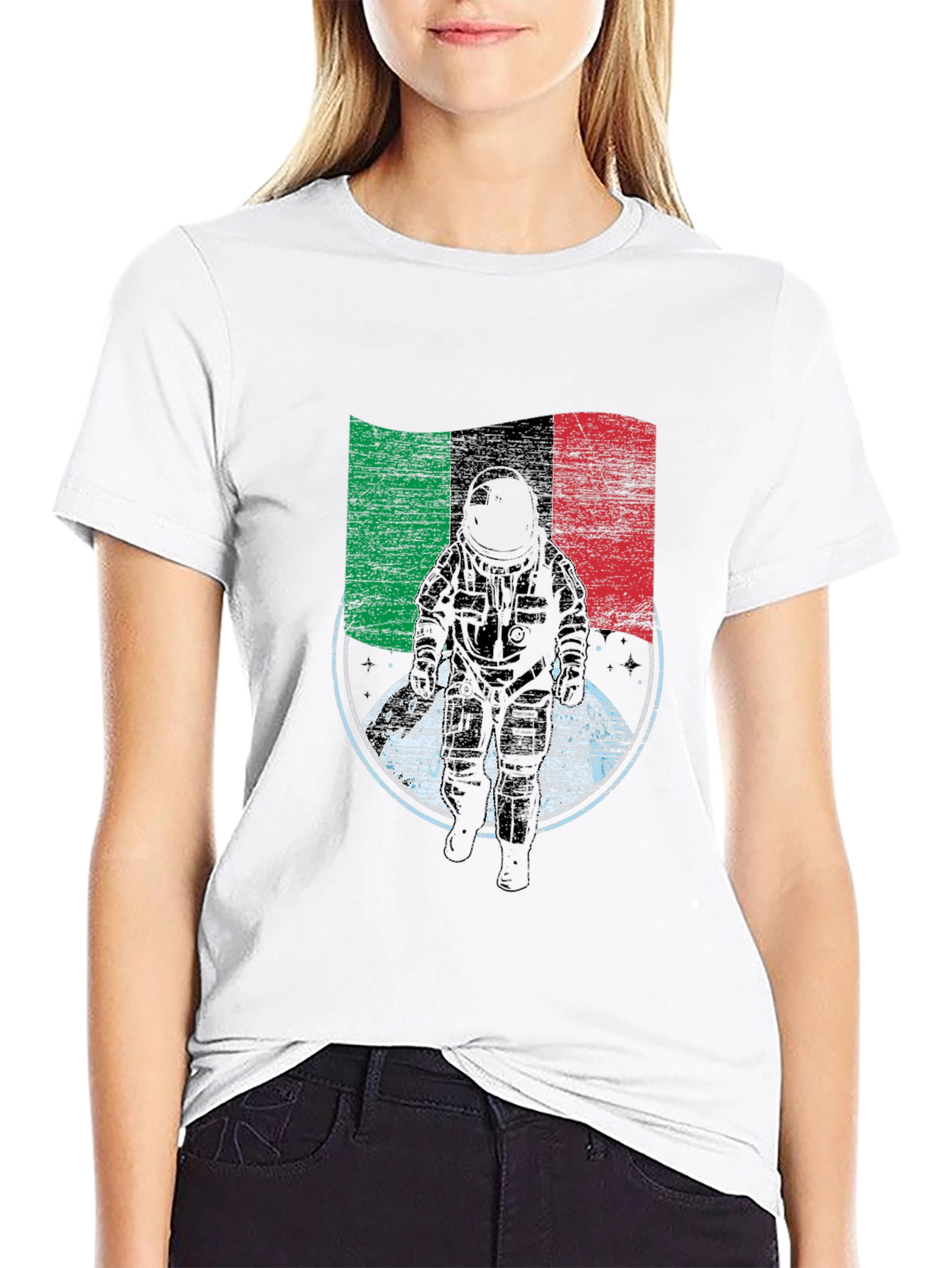 Astronaut Italian Flag T-Shirt - Space Exploration Tee