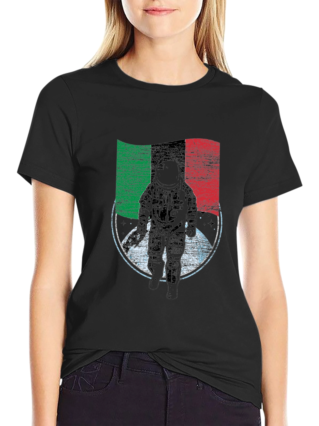 Astronaut Italian Flag T-Shirt - Space Exploration Tee