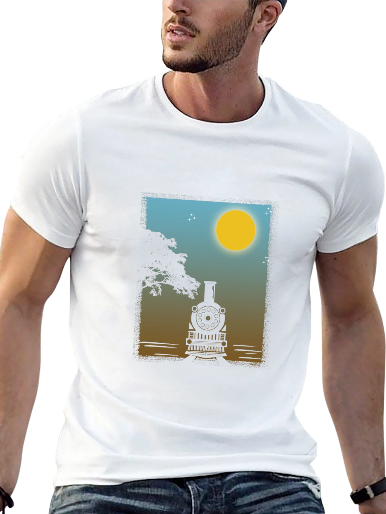 Train Silhouette Graphic Tee - Classic Comfort