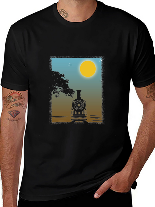 Train Silhouette Graphic Tee - Classic Comfort