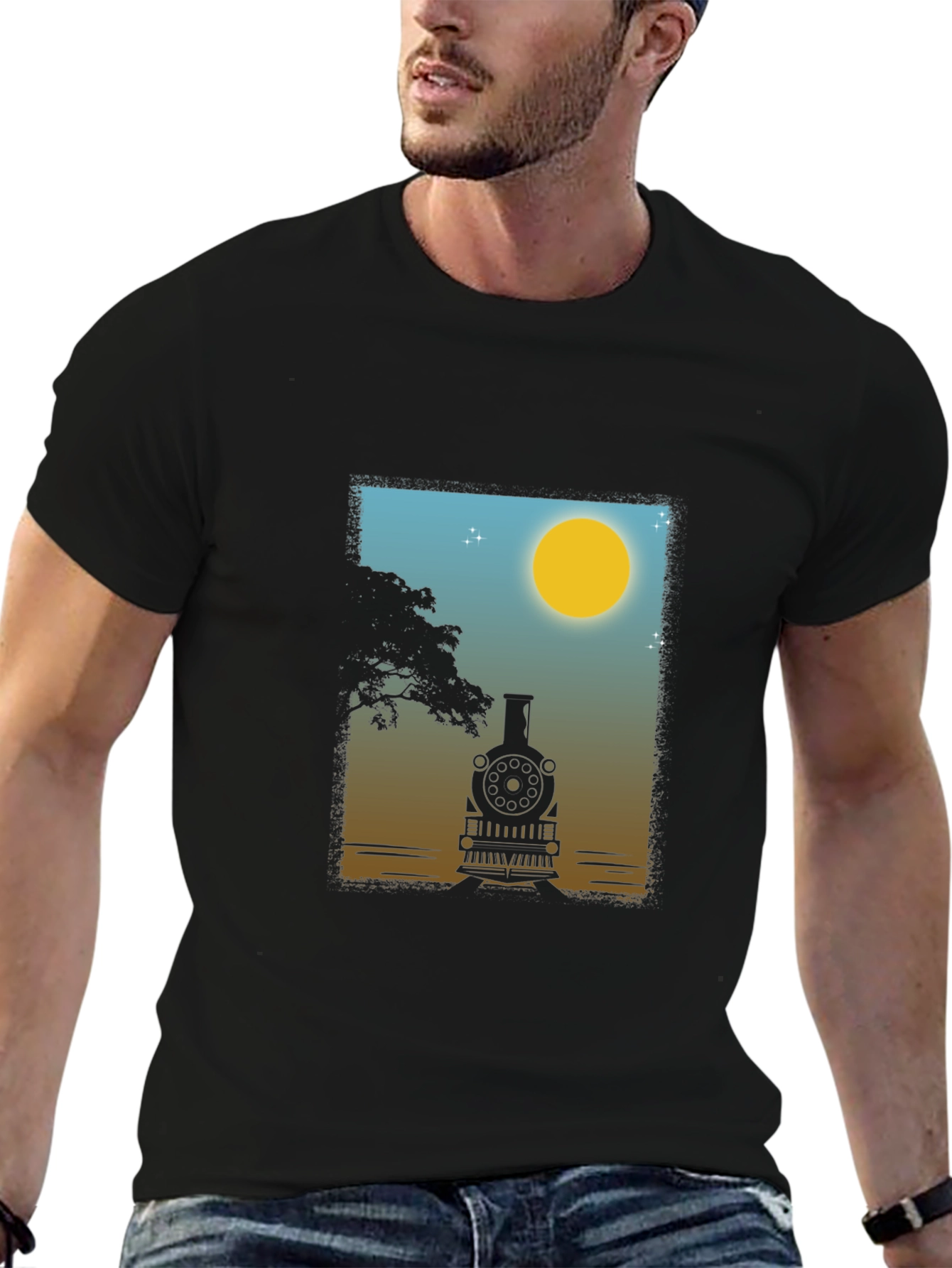 Train Silhouette Graphic Tee - Classic Comfort