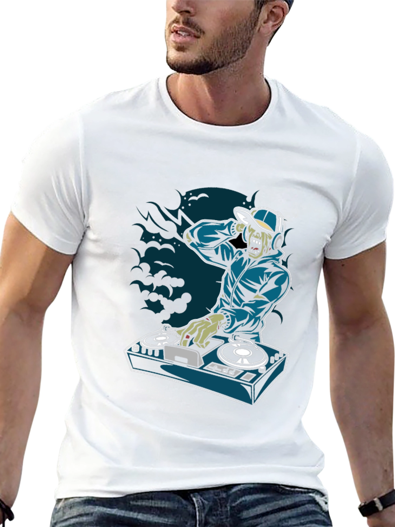Zombie DJ Graphic T-Shirt - Turntable Design