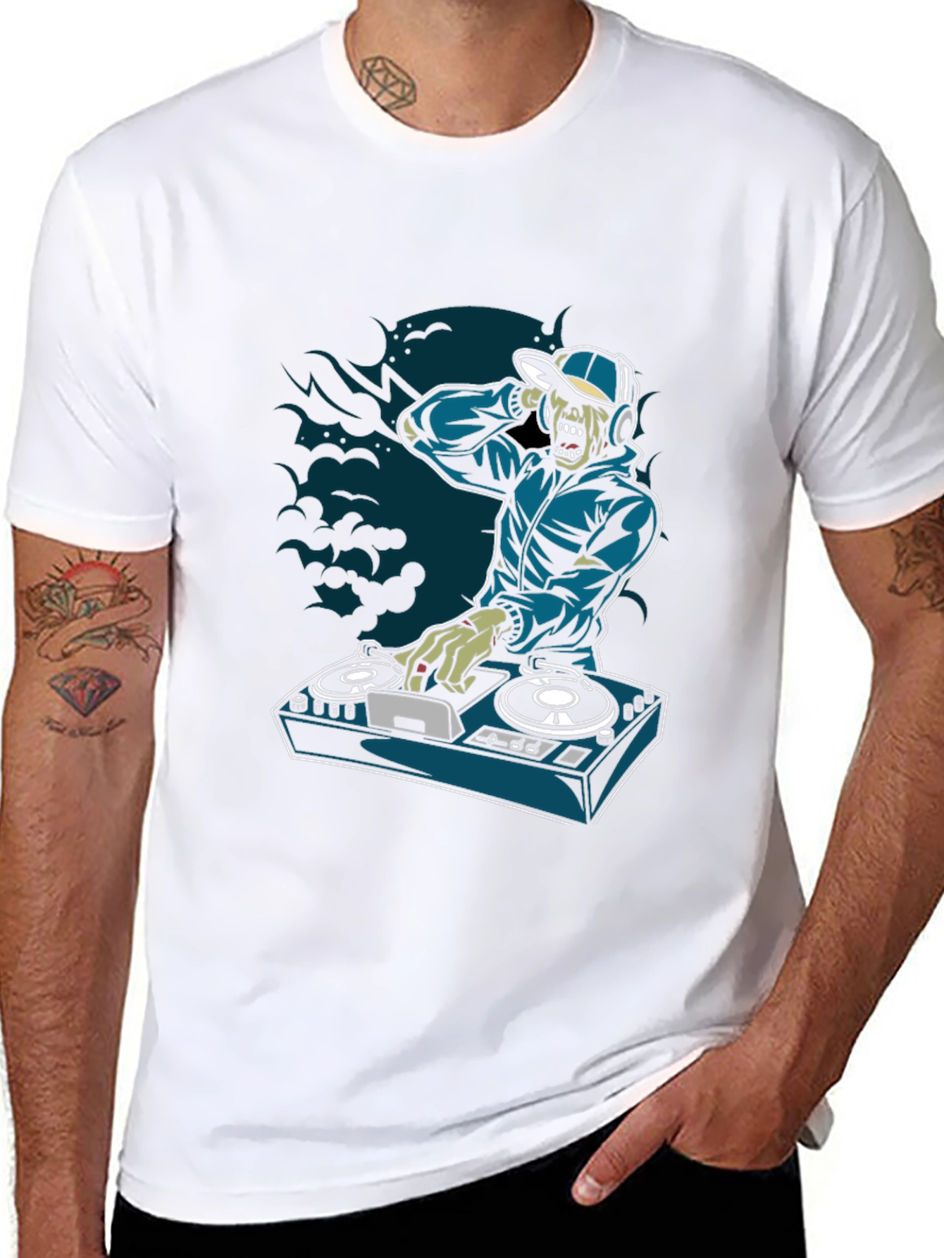 Zombie DJ Graphic T-Shirt - Turntable Design